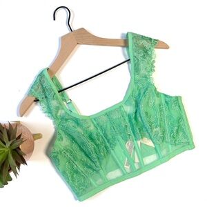 Victoria's Secret Green Lace Detail Top New With Tags sizes Large and Small DD
